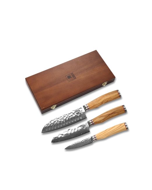 Amphora-Tandoors-DAMASTMESSER--Zayiko-Olive-Chefmesser-Santokumesser-Set (4)