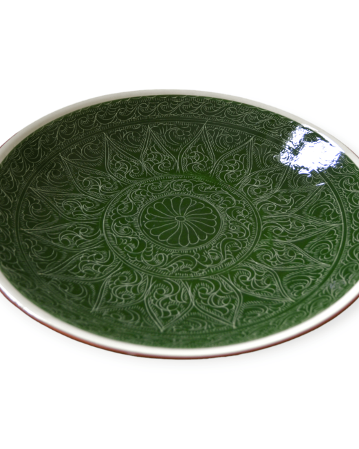 Amphora-Tandoors-Usbekischer-Teller-Lagan-Ljagan-grün-Motiv-42-cm