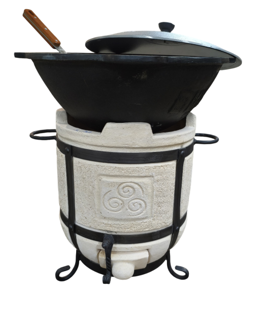 Amphora-Tandoors-Tandoor-Mini-Wok-Kazan-10l-Utschak-Gulaschkessel-Schaschlik-Suppenkelle-weißer-HIntergrund